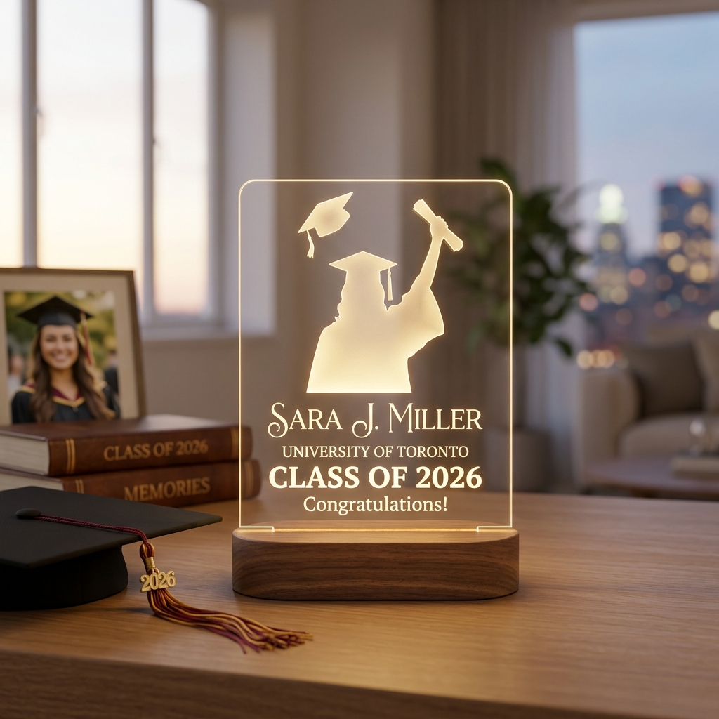 Personalized Graduation LED Lamp – Class of 2026 Custom Acrylic Photo Light Gift (Canada) — photo 6 of 11